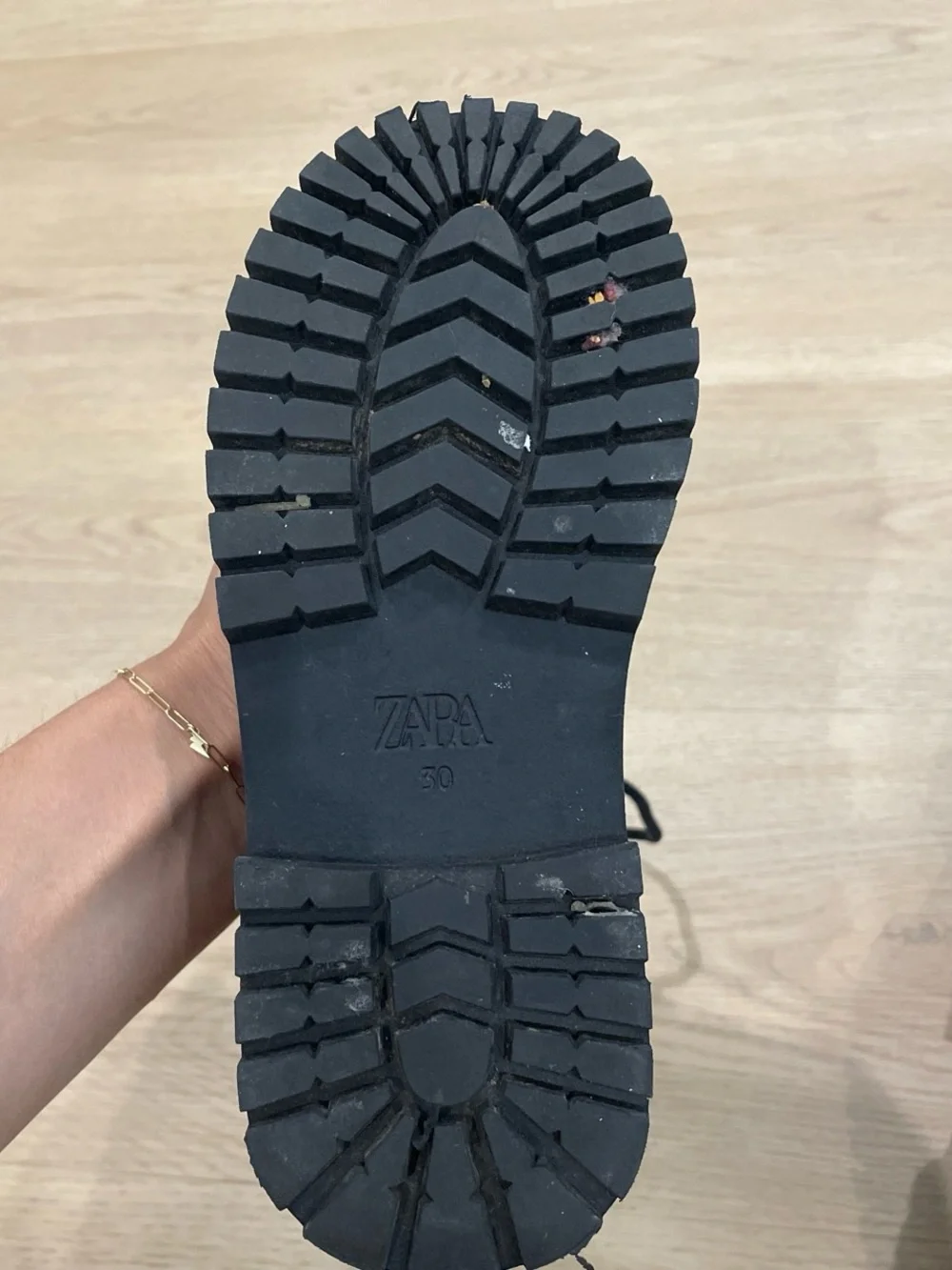 Zara Black Lace-Up Kids Combat Boots with Side Zip